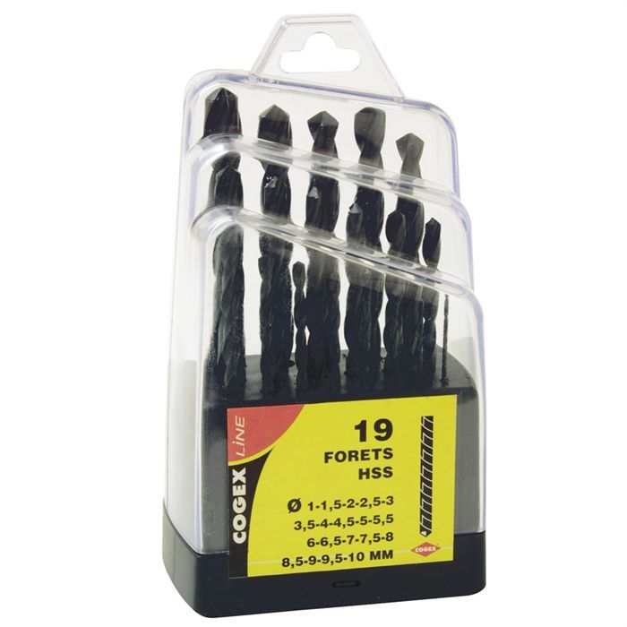 Lot De 19 Forets HSS Noir 1 à 10mm CIMCO 201352 - Neuf, Pour Métal