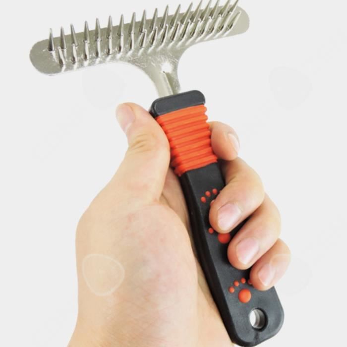 Meilleurs prix pour CONFO® Tbest Fournitures pour animaux Râteau de Toilettage Animaux de Compagnie Peigne de Nettoyage Acier Inoxydable pour Chien