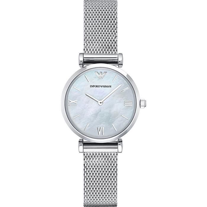 EMPORIO ARMANI Gianni Femmes Nacre Acier inoxydable Mesh bracelet AR1955 ETYVB Achat vente montre Femme Adulte Gris Cdiscount