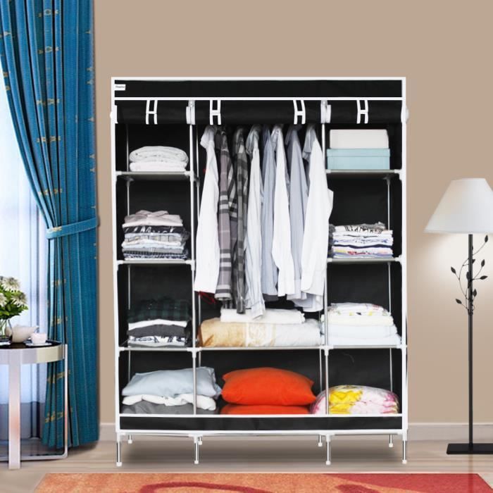 Finether Armoire De Rangement Portable Tissu Non Tisse Noir