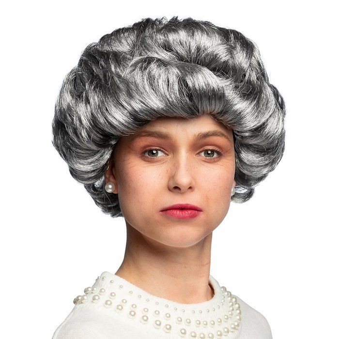 Perruque Femmes Carnaval gris noir chiné Boucles grand-mère grand-mère Dame Âgée Perruque Femmes Carnaval gris noir chiné Boucles grand-mère grand-mère Dame Âgée
