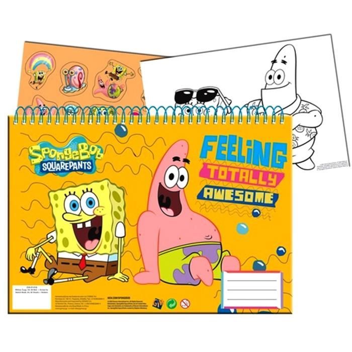 Cahier De Dessin Bob L Eponge Livre De Coloriage Stickers Autocollant Guizmax Cdiscount Jeux Jouets