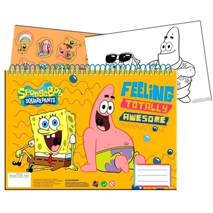 Cahier de dessin Bob l'Eponge livre de coloriage A4 + Stickers autocollant  GUIZMAX - Cdiscount Jeux - Jouets