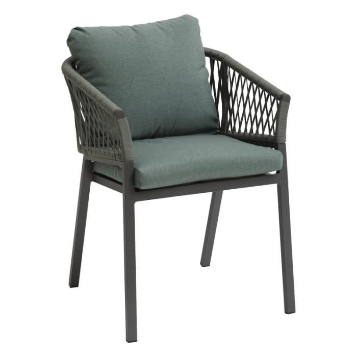 fauteuil de jardin oriengo en mailles tressées olive/graphite hespéride