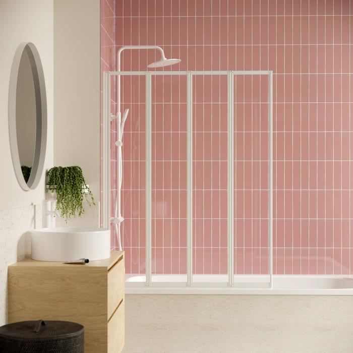 Pare baignoire 4 volets pivotants - HOME GENERATION - Lexia blanc - 110 x 140 cm