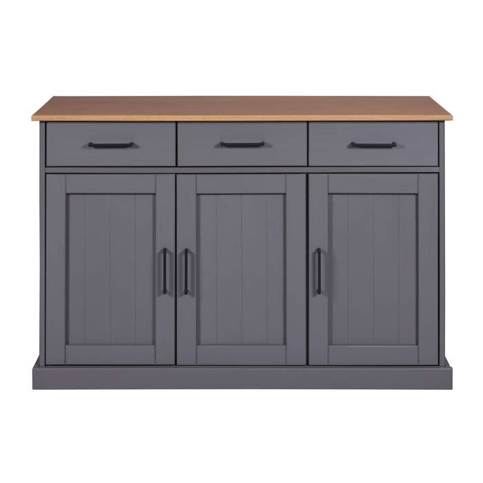 Inter Link Commode 3 portes et 3 tiroirs Oak Colori Bois massif Chêne gris laqué Inter Link Commode 3 portes et 3 tiroirs Oak Colori Bois massif Chêne gris laqué