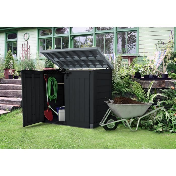 Coffre De Jardin Resine 1200l Noir Gris Store It Out Max Keter