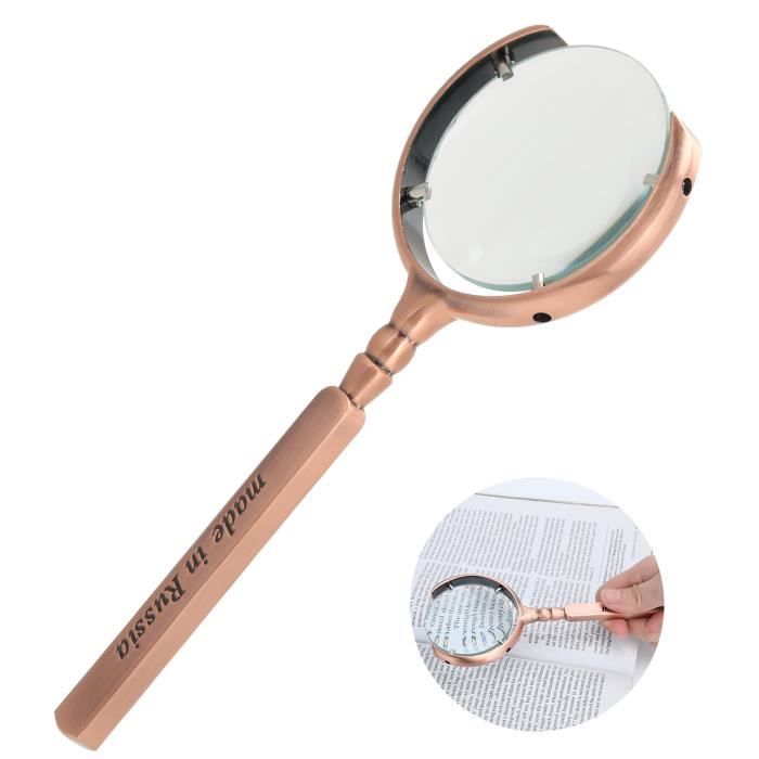 LUNETTE LOUPE,75mm Silver--Loupe de lecture portative éclairée de 75Mm