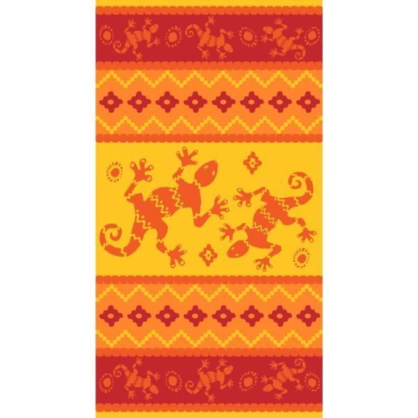 drap de plage bain xxl gekko tropical orange jaune 95x175cm 100 coton haute qualite tres absorbante toucher velours cdiscount maison