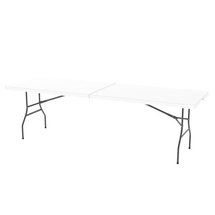 Table Pliante Transportable, Table en Plastique Robuste, 240 x 76