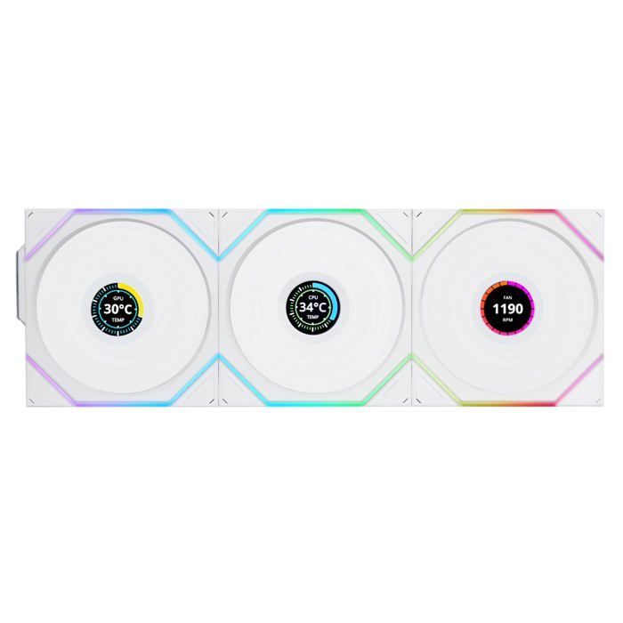 12RTL1W3W Ventilateur boîtier Lian-Li UNI FAN TL Ss fil RB+Contrôleur -3x120mm-Blanc
