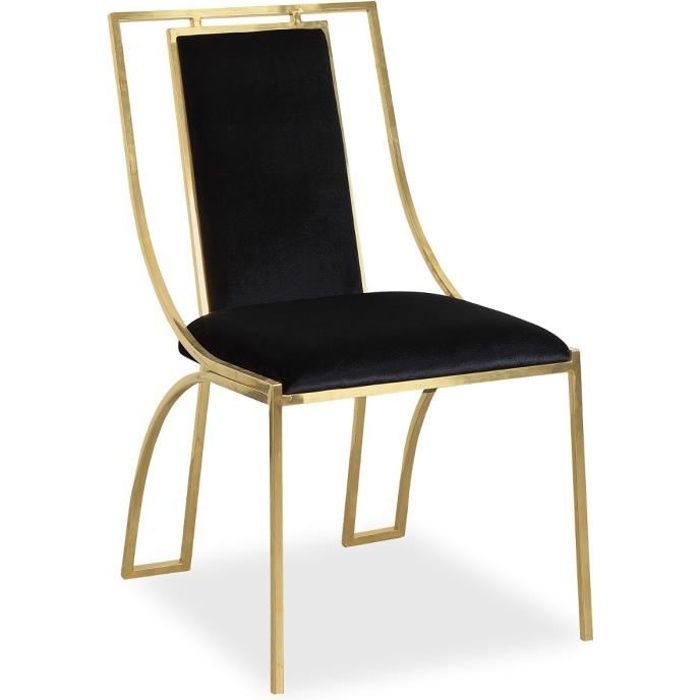 chaises catarina velours noir - menzzo - lot de 2 - métal - tissu - salle à manger