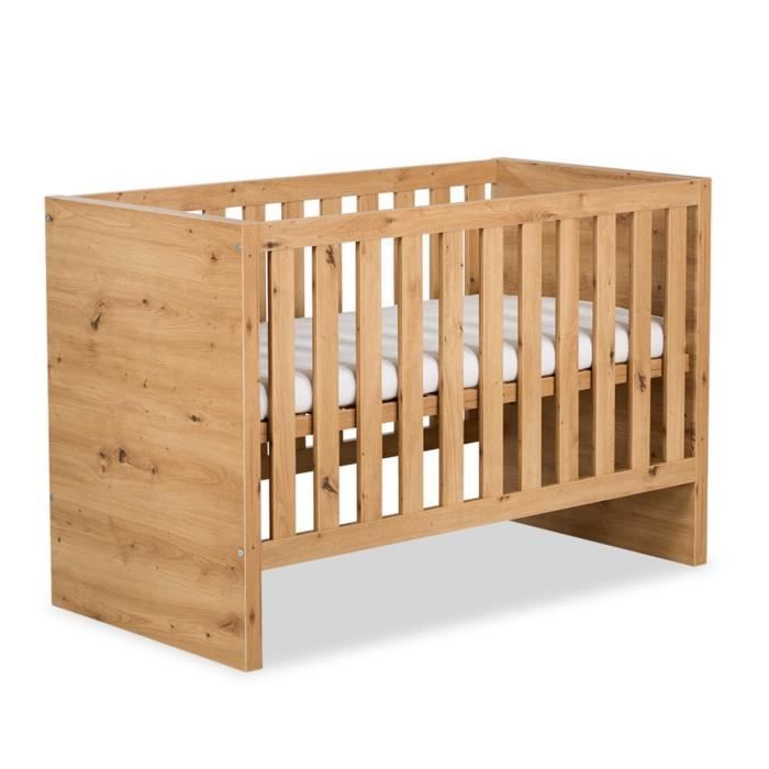 Lit bébé évolutif avec barrière de sécurité - MON MOBILIER DESIGN - AMELIA - Chêne - Non - Oui - Lit évolutif