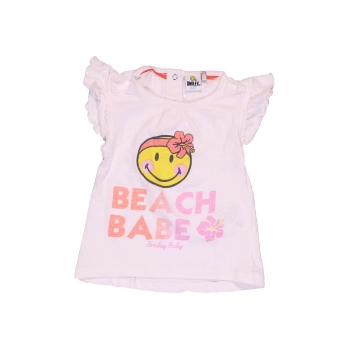 T Shirt Manches Courtes Bebe Fille Smiley 18 Mois Rose Ete Vetement Bebe Rose Cdiscount Pret A Porter
