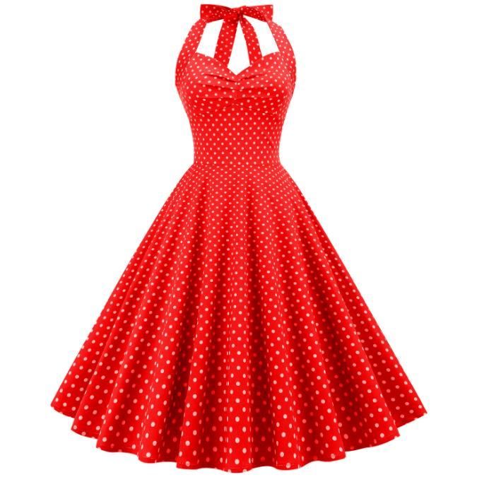 Robe Vintage Années Femme Rockabilly à Fleurs Élégante - Azur - Dos Nu