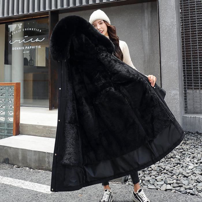 Manteau noir femme fourrure deals