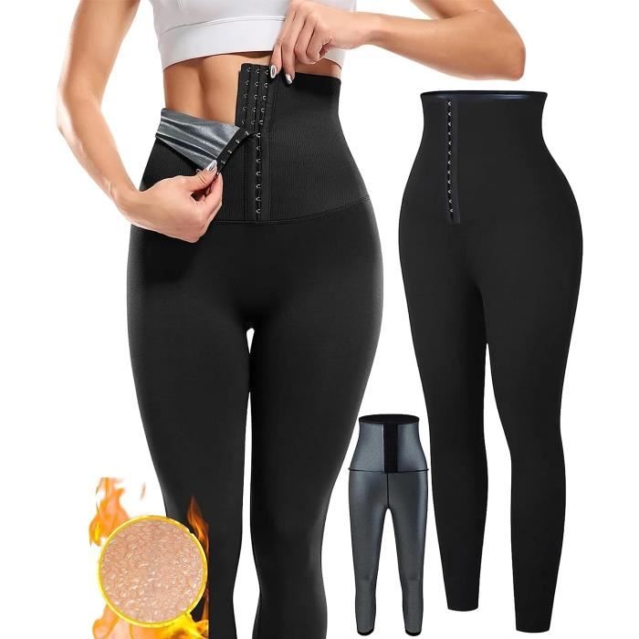 Legging de Sudation Femme Marque Taille Haute Slim Accessoire de Fitness Ventre Plat Marron Fonce