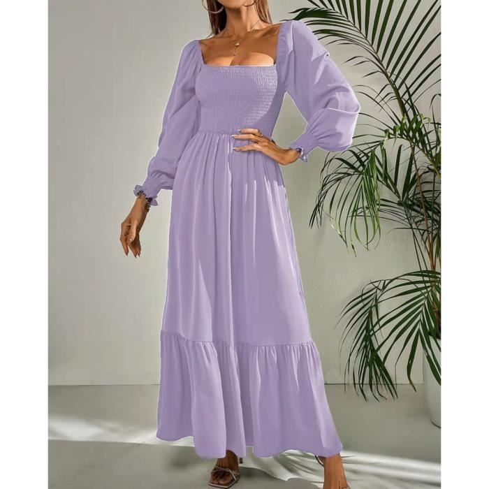 Robe col carré manches longues hotsell