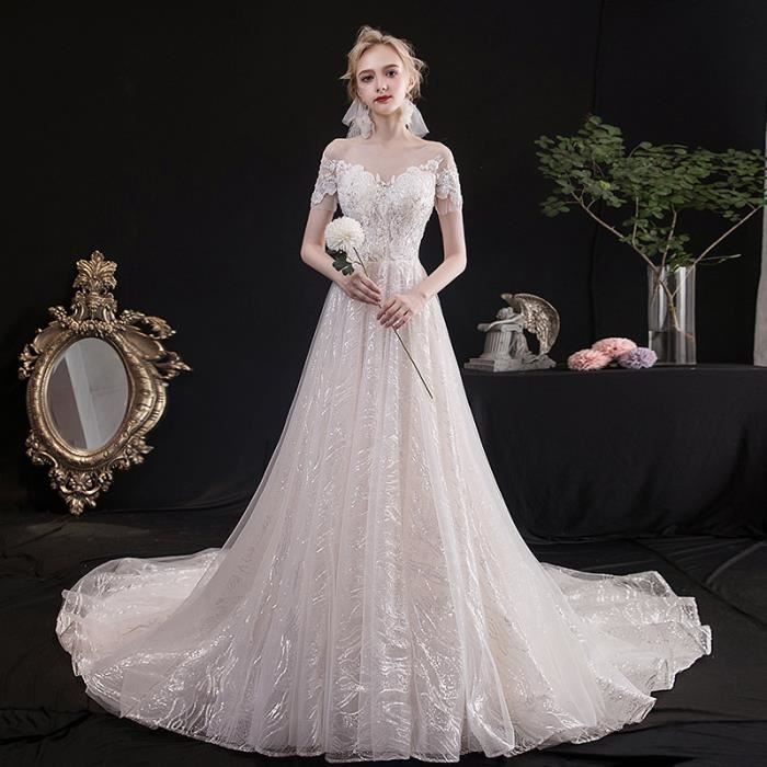 Robe de mariée 2021 nouvelle mariée maigre poitrine affleurante