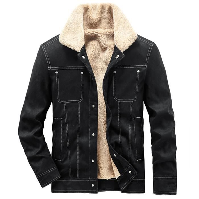 Veste D'Hiver Polaire Homme Style Rétro - Doublure Sherpa Chaude - Veste Cargo à Boutons Polaire Hiver Homme Superdry