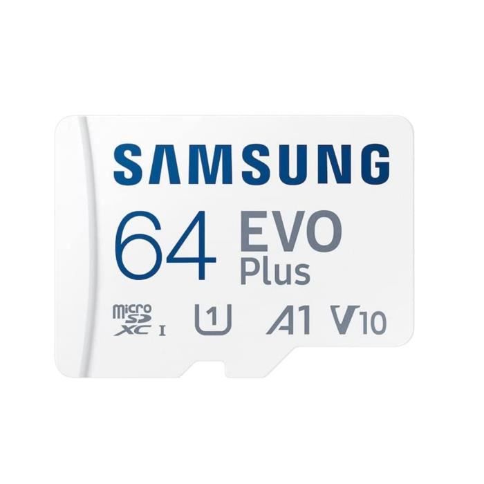 SAMSUNG Carte mémoire Micro SD SDXC EVO PLUS 64Go MB-MC64KA/EU130Mb/S 2021 ideal pour téléphone portable smartphonetablette etc.
