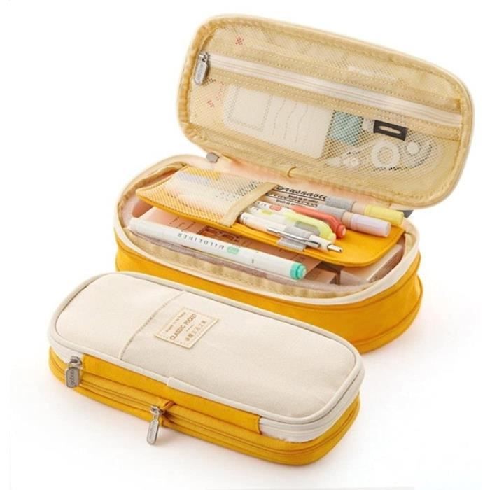 Trousse Scolaire Extensible Rose - 22.5x10x7 Cm - Multi-compartiments Pour Crayons, Stylos - Pour Enfants, étudiants