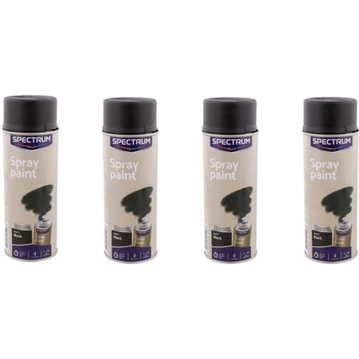 lot de 4 bombes noir mat peinture en aerosol bois metal verre pierre plastique 400ml spectrum cdiscount beaux arts et loisirs creatifs
