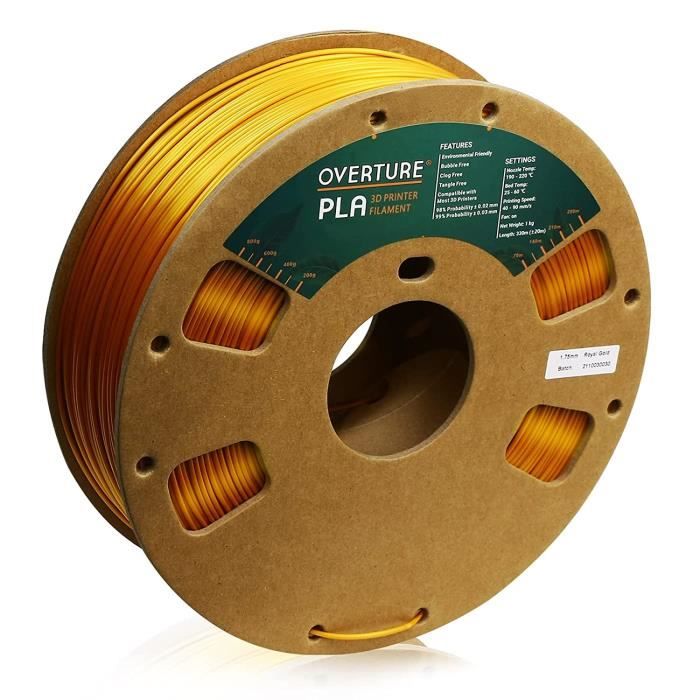 OVERTURE PLA Filament 1.75mm, Bobine de 1kg(2,2lbs), Précision  dimensionnelle +-- 0,03 mm (Or)214 - Cdiscount Informatique