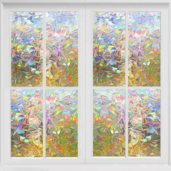 Film De Fenêtre Arc-en-ciel Statique, Prisme Opaque Auto-adhésif, Film Décoratif Pour Fenêtre En Verre, Autocollant Pour Porte Coulissante En Verre