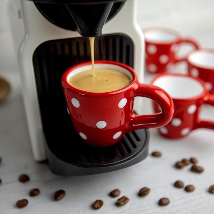 Set De 4 Tasses à Expresso City To Cottage - Céramique Faite Main, 60 Ml, Motif Noir à Pois Blancs