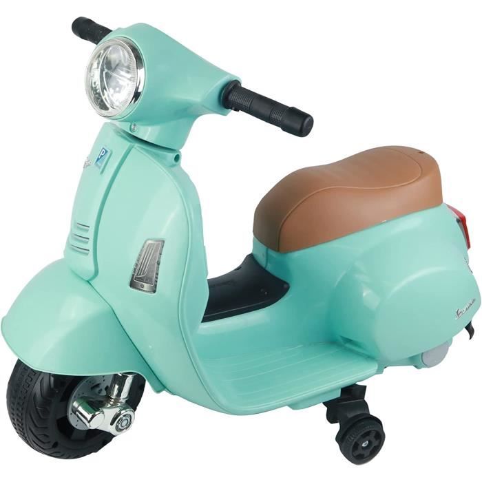 TURBO CHALLENGE - Porteur Vespa GTS Electrique -119151 - Vert d'eau - Batterie 6V + Chargeur USB Inclus - Poids Max 25 Kg - A