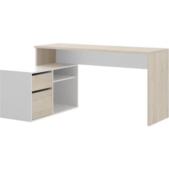 Bureau d'angle bureau d'ordinateur 140 CM, bureau d'angle en L avec 2  étagères, H75/L140/L140 CM blanc - Cdiscount Maison