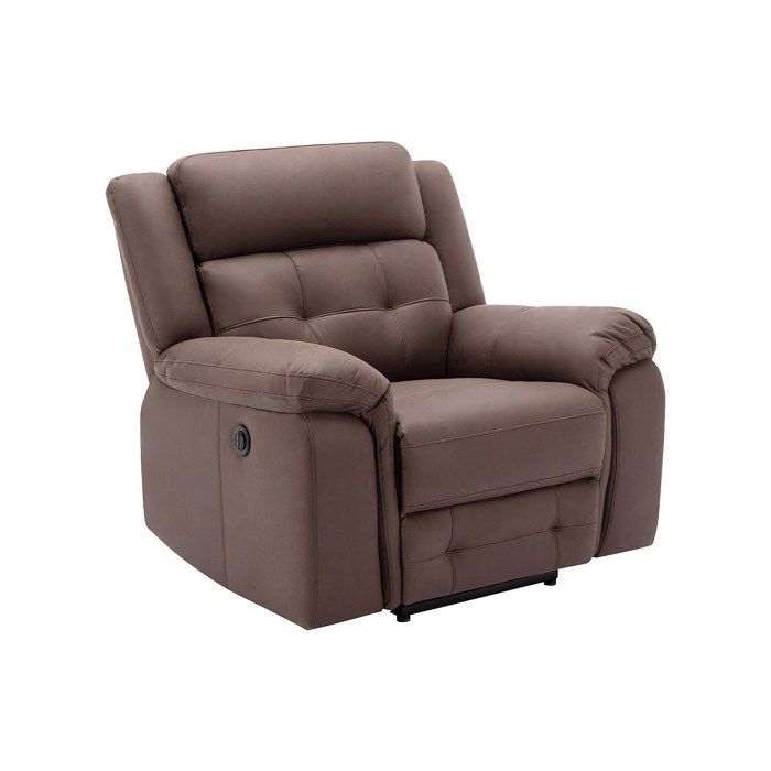 Fauteuil relax électrique en microfibre aspect cuir vieilli marron ORTIANO