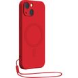 Coque Apple iPhone 14 Compatible MagSafe Silicone Rouge Bigben-1