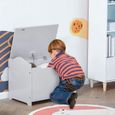 Coffre à jouets pour enfants - HOMCOM - Boîte de rangement - Vérin pneumatique - MDF gris-1