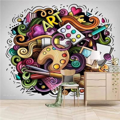 Papier Peint De Outils De Dessin D'Art De Griffonnage, Thème De L'Art  Abstrait Panoramique Déco Mural Pour Salon Chambre D'E[N4334] - Cdiscount  Bricolage