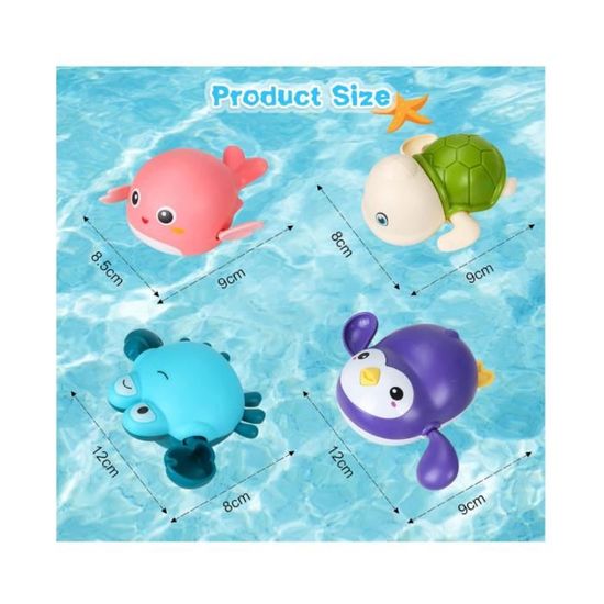 Jouets De Bain Mignons Pour Bébé - 4 Animaux Flottants à Remonter - Jeux Éducatifs Pour Piscine Et Baignoire