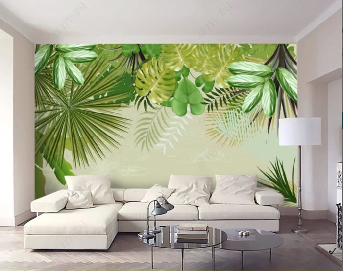 Papier Peint Panoramique Tapisserie Murales Plante Feuille De Bananier ...