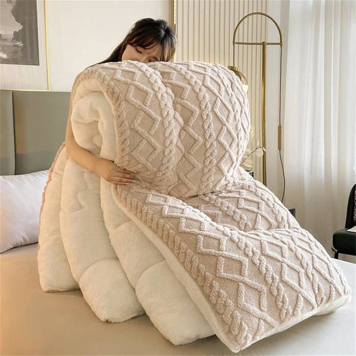 Housse De Couette Peluche 220x240 Cm Motif Forêt Cerf – Couverture Douillette Multifonction Flanelle Épaissie Avec Fermeture Éclair