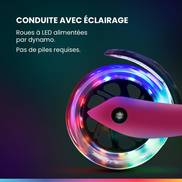 LIONELO Jessy Trottinette Enfant 3 Roues LED – Guidon Réglable 65-80 cm, Pliable et Légère, Plateforme Antidérapante, Roulements ABEC-7, Frein Arrière Sécurisé, Construction Durable, dès 3 Ans, 50 kg