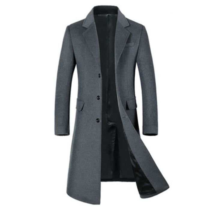 FUNMOON Jtong Caban Homme Hiver Manteau Long Trench-Coat Chaud