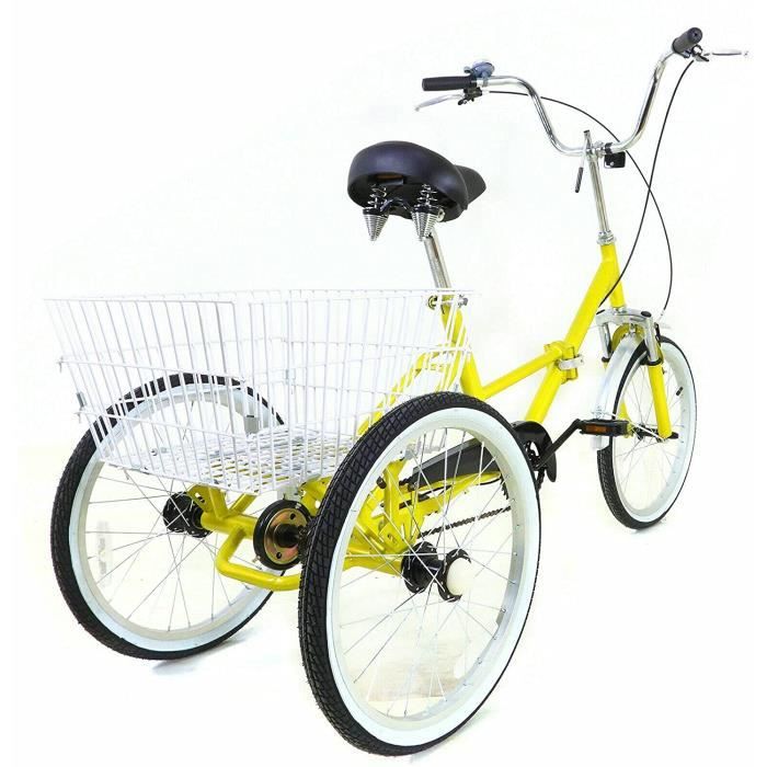 Tricycle de velo adulte pliable a une vitesse de 20 po a 3 roues avec panier