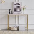DOWISDOL Simple couche - Table console en bois de marbre - Cadre en métal doré - Table d'appoint-Entrée-Salon-Table de chambre-2