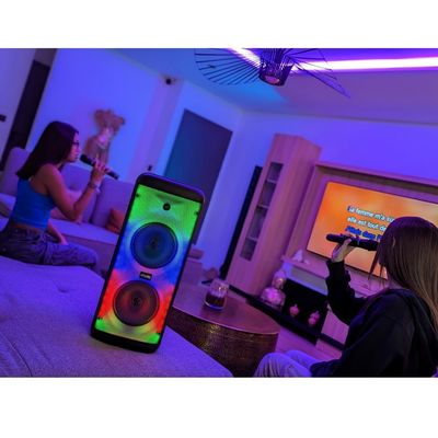 Enceinte Active 600W FestiSound Avec Bluetooth, TWS, Micro Sans Fil + Jeux De Lumière AstroBall - Idéale Soirée, Karaoké, DJ