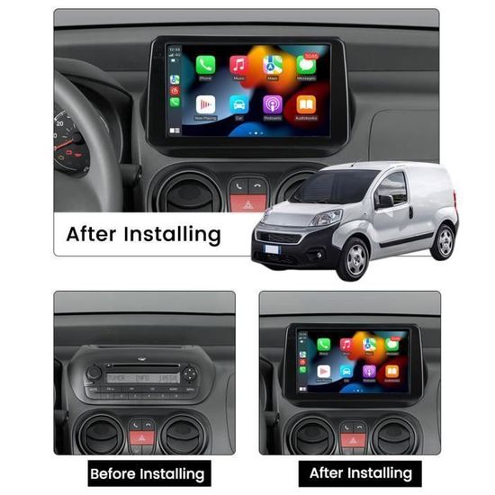 Autoradio Carplay Android Auto Autoradio Android 10.1 Pouces 6G+128G Pour Fiat Fiorino/Qubo/Citroen Nemo/Peugeot Bipper 2008-2017 Clé Usb Fiat 500