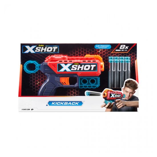 Pistolet - ZURU - X-SHOT KICKBACK - 8 fléchettes - Tir jusqu'à 27