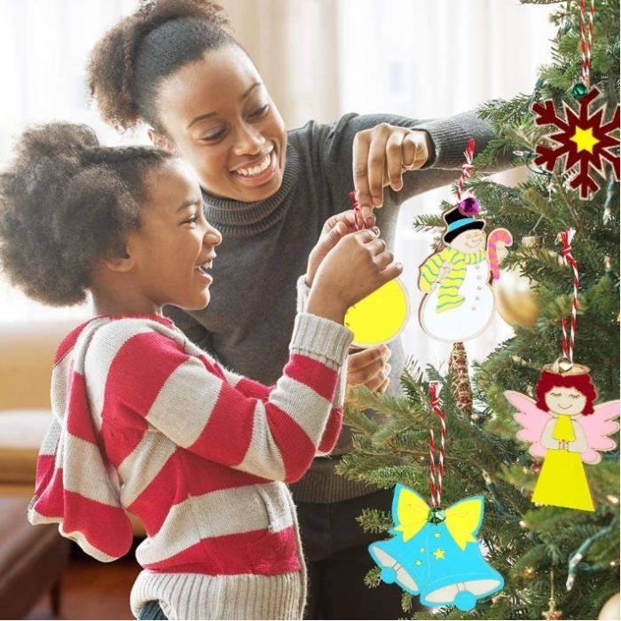 30 Pendentifs En Bois à Peindre - Décorations De Noël DIY - Pour Sapin, Mur, Porche - Corde Incluse