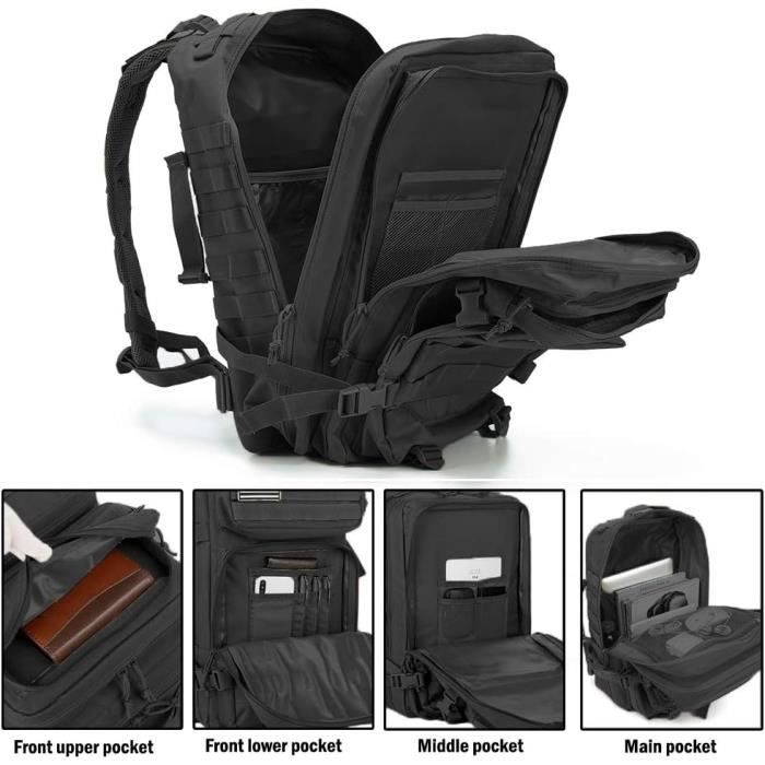 wfive Sac à dos tactique militaire 45 L pour l'extérieur, sac à dos d'assaut, sac à dos de trekking, sac à dos d'école, sac à dos pour camping, randonnée, chasse, escalade, voyage