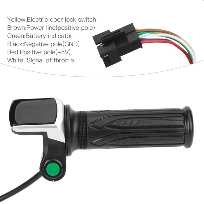Poignée D'Accélérateur Vélo Électrique 36V/48V Avec Affichage LED Tension Temps Réel - Démarrage Bouton