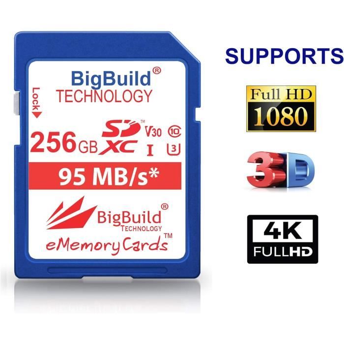Ememorycards 256 Go Uhsi U3 Sdxc 100 MoS Carte Mémoire Pour Nikon